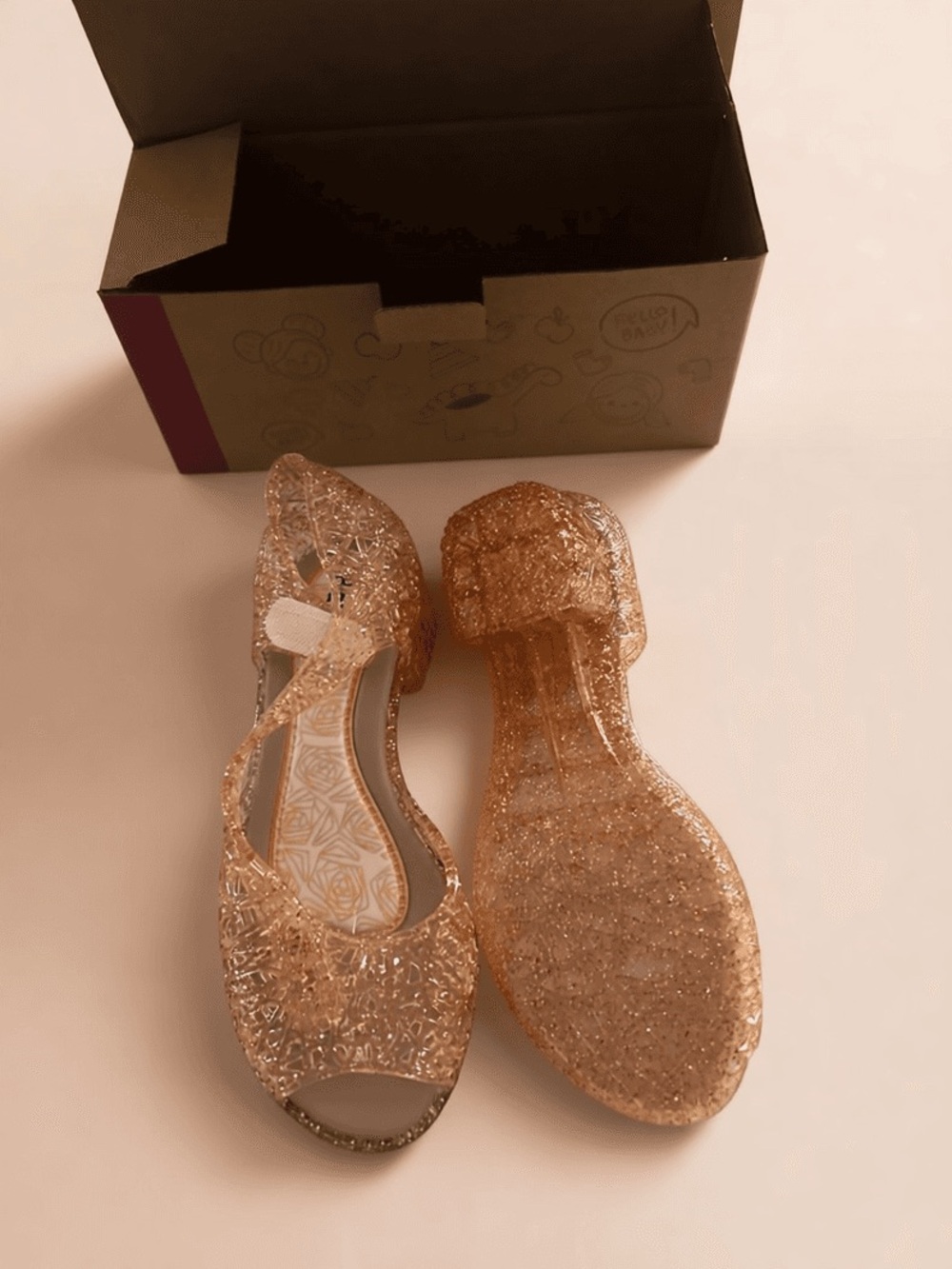 Sparkle Jelly Sandals for Kids in Rose Gold